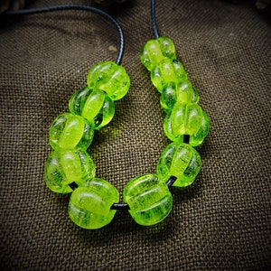 Bead set melon beads 10+1 light gra green Merovingian Viking fibula necklace Gotland Birka Haithabu