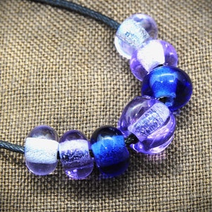 Lampwork Glass Bead Set Ink Blue Alexandrite Light and Dark Brooch Bracelet