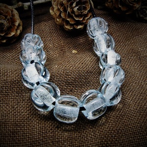 Bead set melon beads aquamarine glass beads 10 + 1 Viking Merovingian reenactment Larp crafting brooch chain