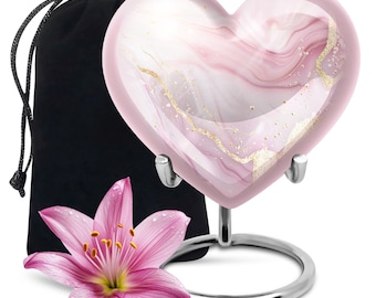 Heart Urn for Human Ashes, Pink Urn for Ashes, Cremation Urn, Unique Urn for Human Ashes, Memorial Urn, Funeral Urn, Keepsake Urn, Small Urn