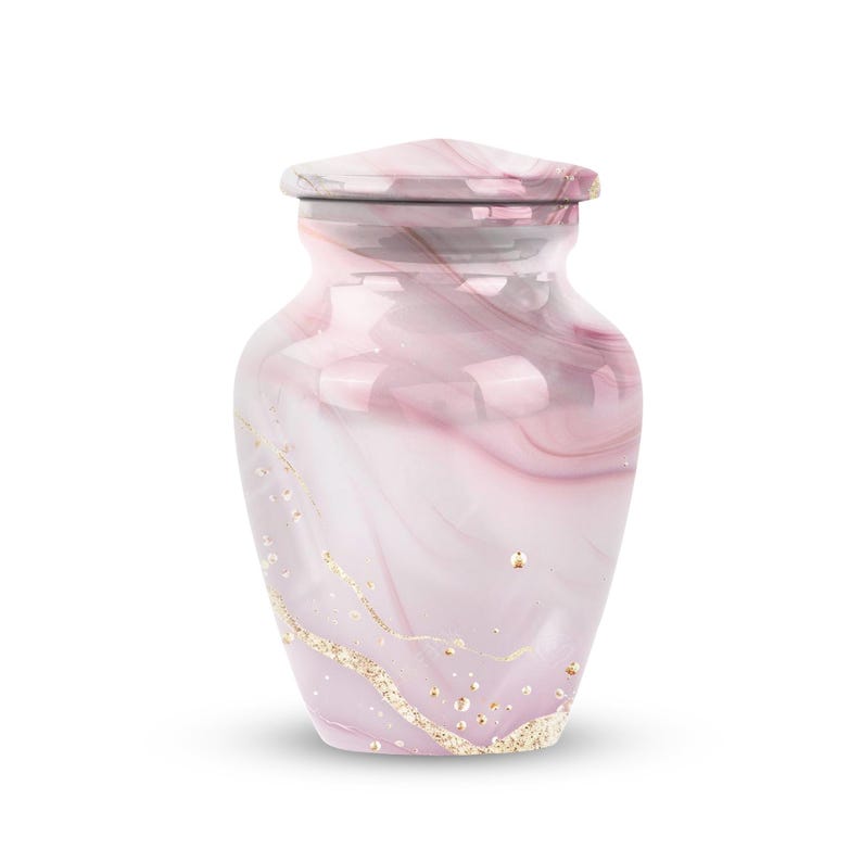 Pink Marble Urns for Human Ashes, Decorative Urns, Large Urn for Adults, Burial Urns for Human Ash 6" Urns 45 Cubic