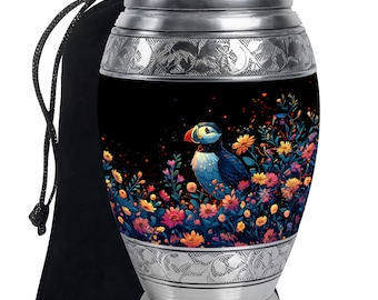 Colorful Puffin Urn for Adults, Memorial Urns for Human Ashes, Keepsake Urns