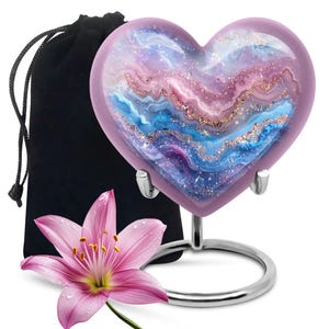 Unique Urn for Human Ashes, Heart Urn, Purple Urn, Cremation Urn for Ashes, Custom Urn Container, Small Urn for Ashes, Mini Keepsake Urn