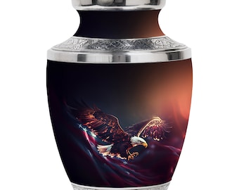 American Eagle Patriotic Cremation Urn for Adult Ashes - 10" Large and 3" Small Keepsake Decorative Memorial Urn For Male and Female Ashes