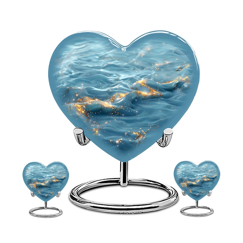 Urnas Blue Ocean para cenizas humanas, urna de cremación para adultos, urna conmemorativa para cenizas Combo 10" & 3" KP 2