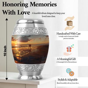 Sunset Beach Urn for Human Ashes, Funeral Urns for Adult, Cremation Urn for Ash, Memorial Urns for Human Ash 10" Urns 200 cubic