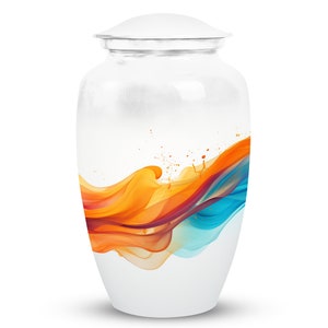 Fluid Color Motion Memorial Urns For Ashes - Elegant Cremation Urn for Adults - 10" Large and 3" Small Keepsake Urns For Male & Female Ashes