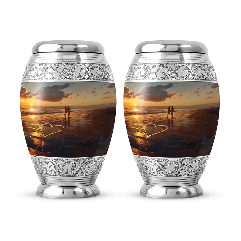 Sunset Beach Urn for Human Ashes, Funeral Urns for Adult, Cremation Urn for Ash, Memorial Urns for Human Ash 3" keepsake Set of 2