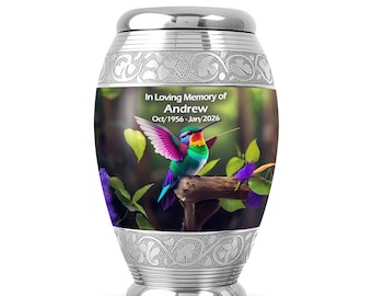 Colorful Hummingbird Memorial Urn for Ashes, Decorative Urns for Human Ashes, Burial Urn for Adults