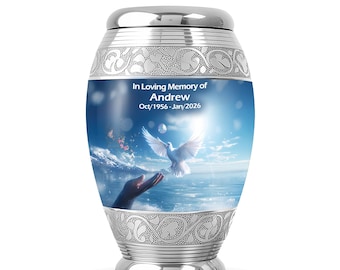 White Dove Memorial Urns for Human, Funeral Urn for Adults, Cremation Urns