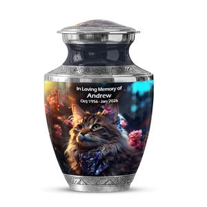 Cat Urns for Human Ashes, Decorative Memorial Urn for Adults, Mini Urn for Ash