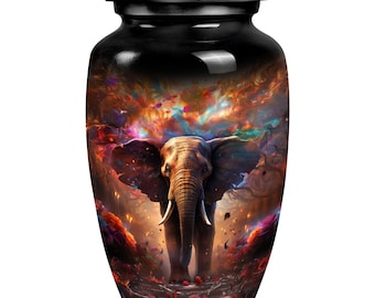 Mystical Elephant Journey Memorial Urns For Human Ashes - Majestic Cremation Urn For Adults - 10" Large and 3" Keepsake Urn For Mom & Dad