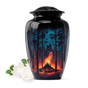 Forest Fire Urn, Large Urn for Human Ashes, Small Cremation Urn for Ashes