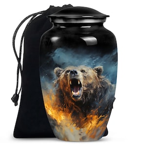 Bear Theme Urn for Human Ashes, Large Urn, Ashes Container, Keepsake Urn for Human Ashes, Miniature Urn for Ashes, Personalize Memorial Urn