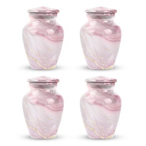 Pink Marble Urns for Human Ashes, Decorative Urns, Large Urn for Adults, Burial Urns for Human Ash 3" keepsake Set of 4