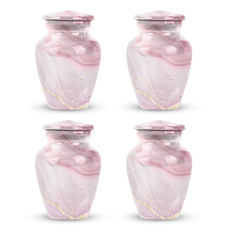 Pink Marble Urns for Human Ashes, Decorative Urns, Large Urn for Adults, Burial Urns for Human Ash 3" keepsake Set of 4