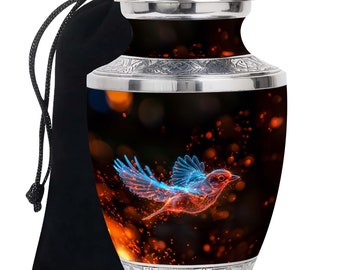 Phoenix Spirit Flight Human Remains Urn - Memorial Cremation Urn For Adults Ashes - 10" Large & 3" Small Keepsake Urns For Male and Female