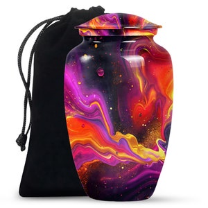 Colorful Cremate Urn For Human Ashes, Unique Decorative Keepsake, Modern Small & Large Cremation Urn, Custom Memorial Adult Funeral Urn
