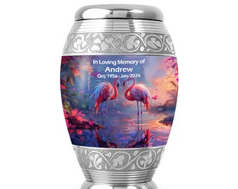 Pink Flamingo Urns for Human Ashes, Decorative Memorial Urn, Small Urn for Ashes