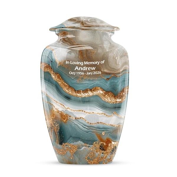 Colorful Marble Urn for Ashes, Memorial Urns for Human Ashes, Keepsake Urn for Adults