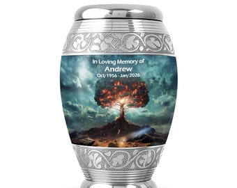 Sunset Tree of Life Memorial Keepsake Urn for Ashes, Decorative Urn for Adults, Cremation Burial Urn for Ash