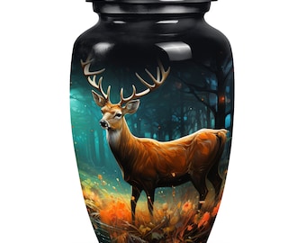 Majestic Deer Forest Cremation Urns For Ashes - Nature Inspired Adult 10" Large & 3" Small Decorative Keepsake Urns For Male and Female Ash