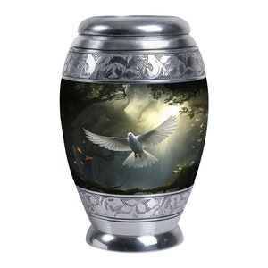 Dove Cremation Urn for Human Ashes, Peaceful Bird Nature Memorial Urn, White Dove for Lasting Tribute Mini Keepsake & Large Urn 1-200 Ci