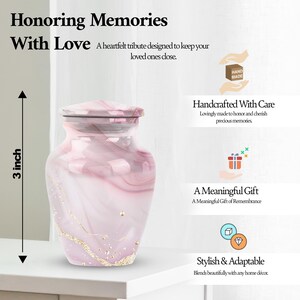 Pink Marble Urns for Human Ashes, Decorative Urns, Large Urn for Adults, Burial Urns for Human Ash 3" keepsake Set of 1