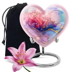 Cremation Urn For Ashes, Heart Shaped Urn, Pink Urn, Urns for Human Ashes, Funeral Urn, Ashes Container, Small Urn For Ashes, Keepsake Urn