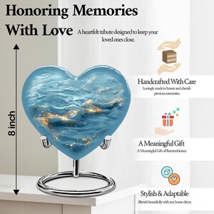 Urnas Blue Ocean para cenizas humanas, urna de cremación para adultos, urna conmemorativa para cenizas 8" Urns 160 Cubics