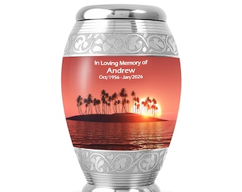 Sunset Hawaiian Urn for Ashes, Memorial Urn for Adult Ash, Keepsake Urns for Human