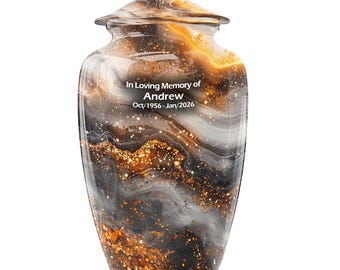 Golden Sparkle Wave Urns for Human Ashes, Cremation Urn for Adults, Memorial Urn for Ash
