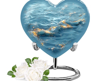 Blue Ocean Urns for Human Ashes, Cremation Urn for Adults, Memorial Urn for Ash