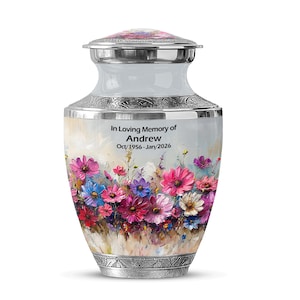 Colorful Flowers Urns for Human Ashes, Burial Urn for Adult, Mini Urn for Ash