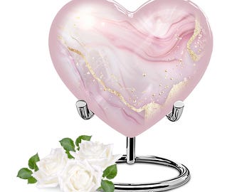 Pink Marble Urn for Ashes, Mini Burial Urn for Human Ashes, Large Urns for Ash