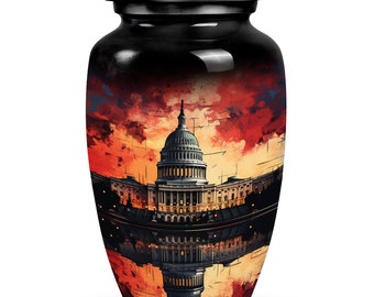 United States Capitol Tribute Urns - Honor and Memorialize Urns For Adults - Customizable 10" Large & 3" Small Urn For Male and Female Ashes