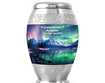 Aurora Borealis Urn for Ashes, Memorial Keepsake Urn for Adults, Decorative Urns for Human Ashes