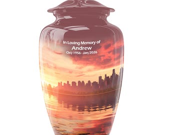 Urna conmemorativa NYC Sunset para cenizas, urna decorativa para adultos, urnas de recuerdo para cenizas humanas