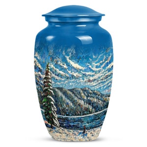 Winter Landscape Urn for Human Ashes, Cremation Urn for Ashes for Adult, Unique Urn for Human Ashes, Cremation Container, Mini  Keepsake Urn