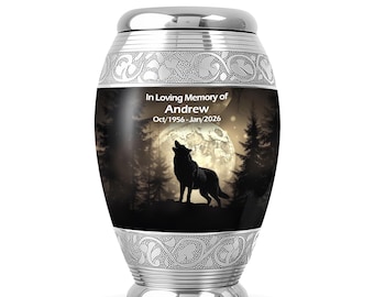 Wolf Moon Urns for Human Ashes, Memorial Urn for Ashes, Mini Decorative Urns, Cremation Urn for Adults