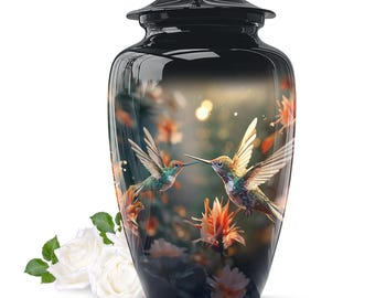 Flying Hummingbird Memorial Urns for Human Ashes, Decorative Urn for Adults, Keepsake Burial Urn for Ash