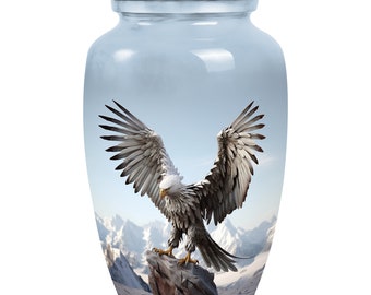 Patriotic Eagle Cremation Urn, Symbol of Courage and Freedom, Decorative Memorial For Human Remains, 1-200 Cubic Inch Capacity Funeral Urn