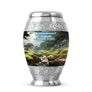 Landscape Urns for Human Ashes, Cremation Urn for Adults, Decorative Urn for Ashes, Memorial Urns for Human Ash