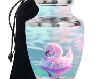 Serene Swan Reflection Memorial Keepsake Urns - Peaceful Resting Place Cremation Urn - 200 Cubic Inch Decorative Urns For Men & Women Ashes