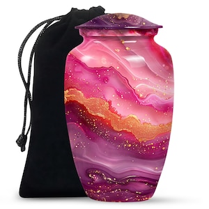 Abstract Pink and Purple Swirl Design Memorial Urn for Human Ashes, Personalize Adult Urn, Keepsake Urn for Human Ashes Men & Women