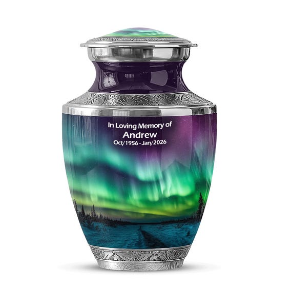 Northern Lights Urn for Human Ashes, Urn for Adult, Burial Urn for Human Ash