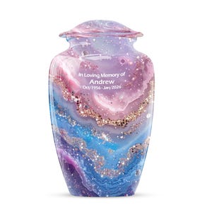 Colorful Marble Urn for Ashes, Memorial Urn for Adults, Cremation Keepsake Urns for Human