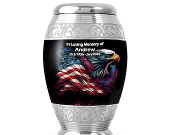 American Flag Eagle Urns for Human Ashes, Mini Urn for Ashes, Burial Urn for Ash, Cremation Urn for Adults