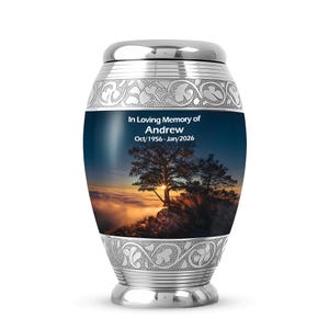 Sunset Tree Memorial Keepsake Urns for Human Ashes, Decorative Urn for Ashes, Cremation Burial Urn for Adults