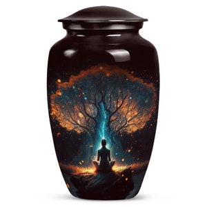 Handcrafted Sunset Glow Tree of Life Urn Dark Meditation Design, 1-200cubic Inches Serenity Urn for Adults Spiritual Tree of Life